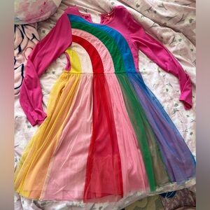 Mini Boden Colorful Rainbow tulle Long Sleeve Dress size 11-12 girl
